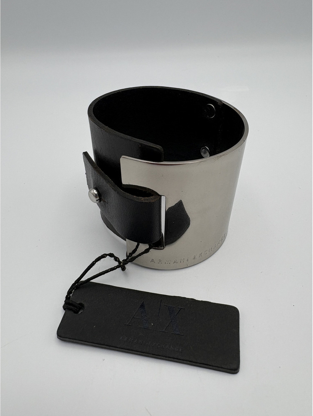 Armani Exchange Leather and Metal Bracelet, one size, with tag